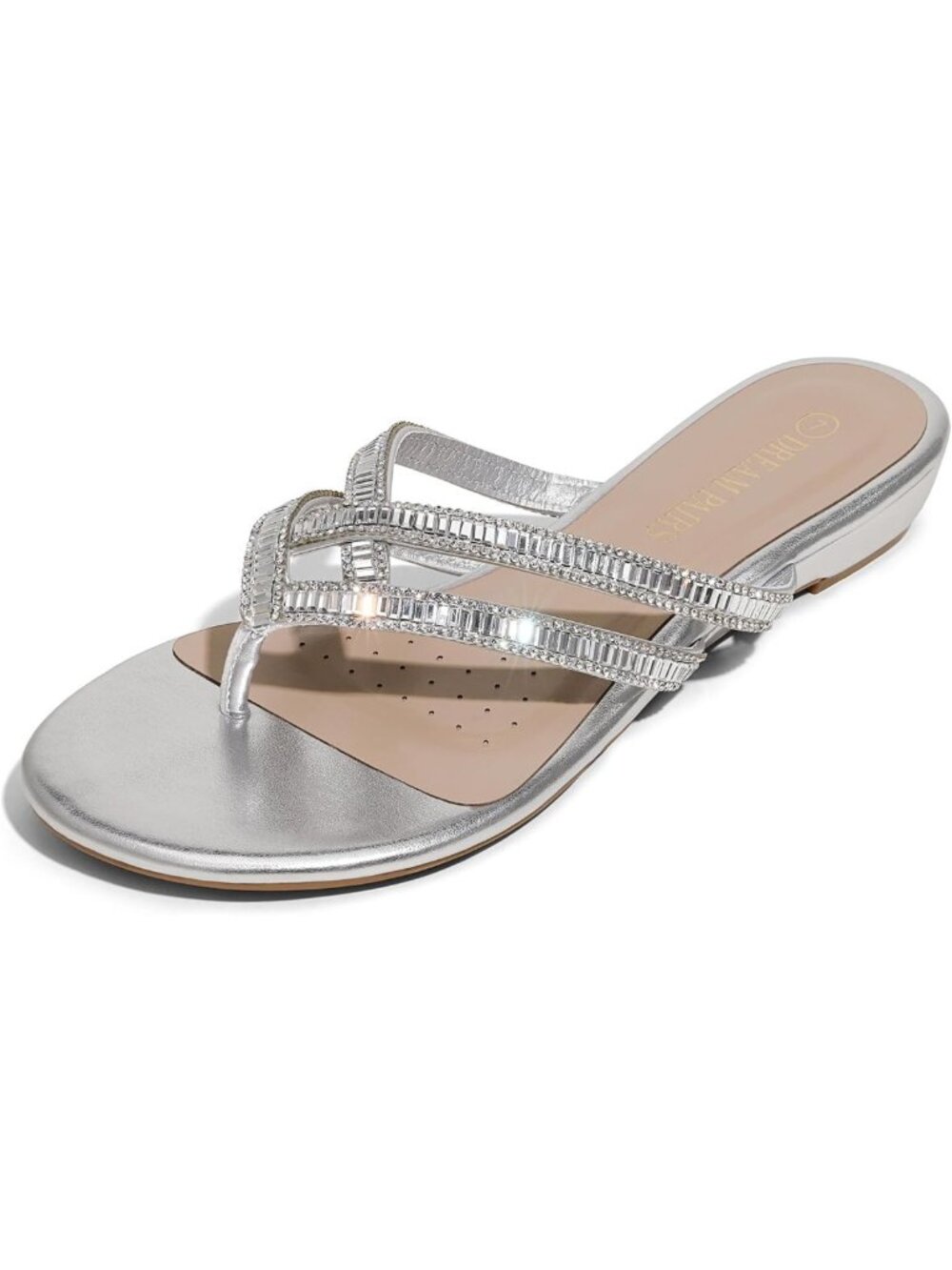 Stylish Rhinestone Flat Slide Sandals for Women - Comfortable Summer Footwear